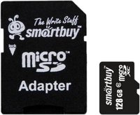 Карта памяти SmartBuy microSDXC 128Gb Class 10 + SD adapter (SB128GBSDCL10-01) купить по лучшей цене