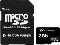Карта памяти Silicon Power microSD 2Gb + SD adapter (SP002GBSDT000V10SP) купить по лучшей цене