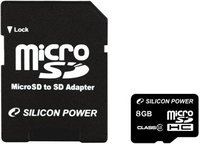 Карта памяти Silicon Power microSDHC 8Gb Class 10 + SD adapter (SP008GBSTH010V10SP) купить по лучшей цене