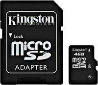 Карта памяти Kingston microSDHC 4Gb Class 4 + SD adapter (SDC4/4GB) купить по лучшей цене