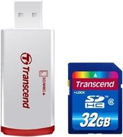 Карта памяти Transcend SDHC 32Gb Class 6 + USB adapter (TS32GSDHC6-P2) купить по лучшей цене