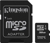 Карта памяти Kingston microSDHC 32Gb Class 4 + SD adapter (SDC4/32GB) купить по лучшей цене