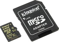 Карта памяти Kingston microSDHC 64Gb Class 10 UHS-I U3 + SD adapter (SDCG/64GB) купить по лучшей цене