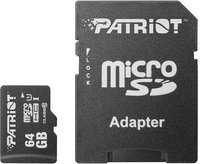 Карта памяти Patriot microSDXC 64Gb Class 10 + SD adapter (PSF64GMCSDXC10) купить по лучшей цене