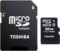 Карта памяти Toshiba microSDHC 32Gb Class 4 + SD adapter (THN-M102K0320M2) купить по лучшей цене