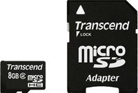 Карта памяти Transcend microSDHC 8Gb Class 2 + SD adapter (TS8GUSDHC2) купить по лучшей цене