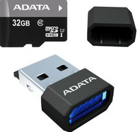 Карта памяти A-Data microSDHC 32Gb Class 10 UHS-I U1 + USB adapter (AUSDH32GUICL10-RM3BKBL) купить по лучшей цене