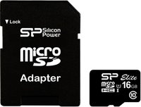 Карта памяти Silicon Power microSDHC 16Gb Class 10 UHS-I U1 Elite + SD adapter (SP016GBSTHBU1V10SP) купить по лучшей цене