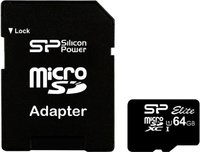 Карта памяти Silicon Power microSDXC 64Gb Class 10 UHS-I U1 Elite + SD adapter (SP064GBSTXBU1V10SP) купить по лучшей цене