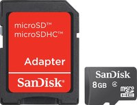 Карта памяти Sandisk microSDHC 8Gb Class 4 + SD adapter (SDSDQM-008G-B35A) купить по лучшей цене