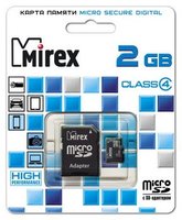 Карта памяти Mirex microSD 2Gb Class 4 + SD adapter (13613-ADTMSD02) купить по лучшей цене