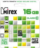 Карта памяти Mirex microSDHC 16Gb Class 10 (13612-MC10SD16) купить по лучшей цене