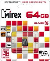 Карта памяти Mirex microSDXC 64Gb Class 10 UHS-I U1 (13612-MC10SD64) купить по лучшей цене