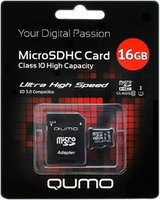 Карта памяти Qumo microSDHC 16Gb Class 10 UHS-I U1 + SD adapter (QM16GMICSDHC10U1) купить по лучшей цене