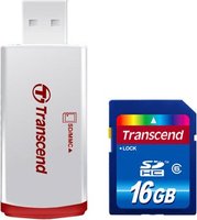Карта памяти Transcend SDHC 16Gb Class 6 + USB adapter (TS16GSDHC6-P2) купить по лучшей цене