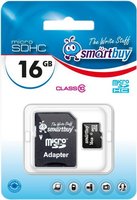 Карта памяти SmartBuy microSDHC 16Gb Class 10 + SD adapter (SB16GBSDCL10-01) купить по лучшей цене