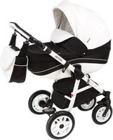 Детская коляска Adamex Jetto (2 в 1) черый-белый купить по лучшей цене