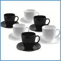 Кружка и чашка luminarc набор чашек с блюдцами стеклокерамический carine black white 12 пр 220 мл код 74491 арт d2371 купить по лучшей цене