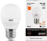 Энергосберегающяя лампочка gauss elementary e27 6вт 2700к 53216 купить по лучшей цене