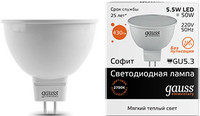 Энергосберегающяя лампочка светодиодная лампа gauss elementary gu5.3 5.5вт 2700k 13516 купить по лучшей цене